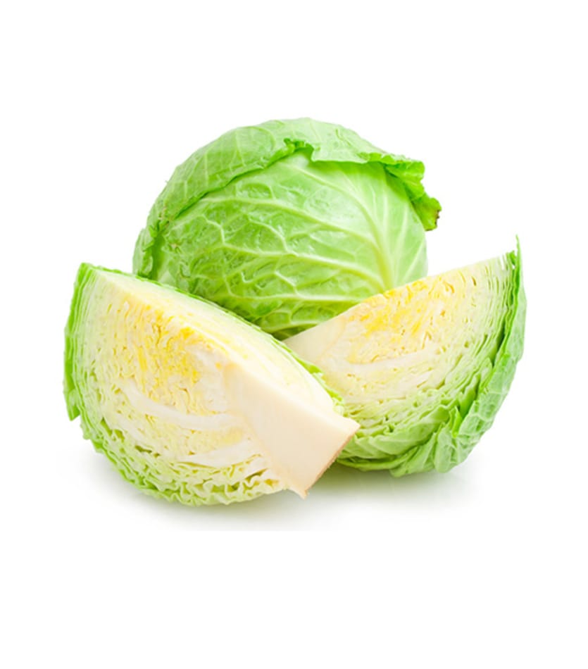 Sliced cabbage on a white background.