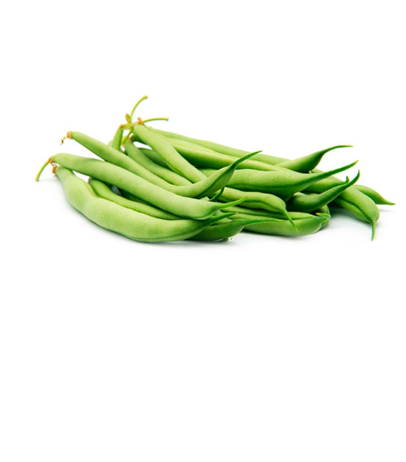 Green beans on a white background.