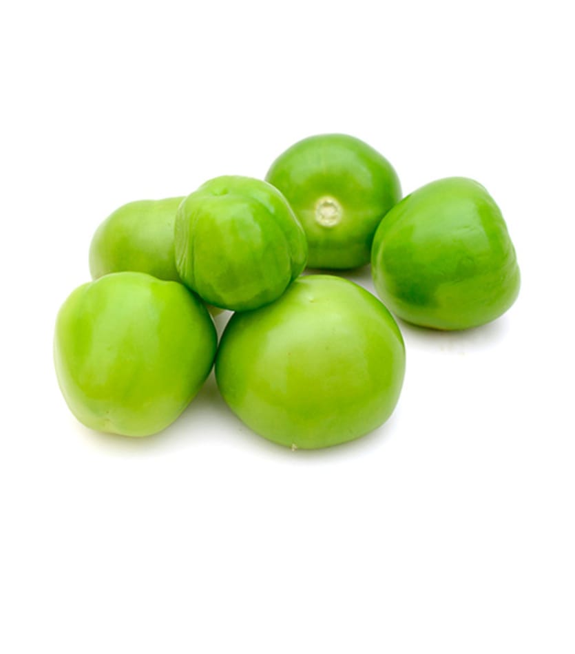 A bunch of tomatillos on a white background.